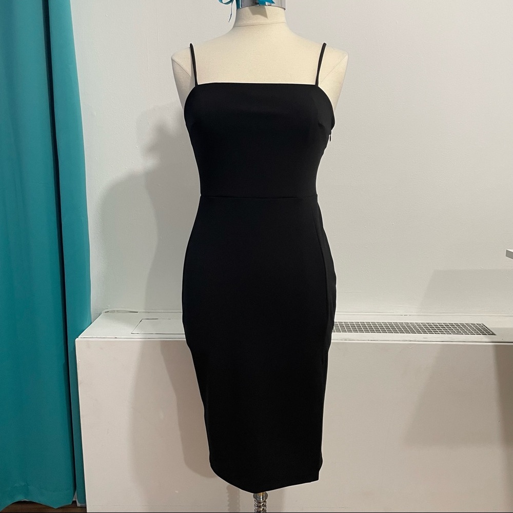 New Black Express Front Slit Sheath Little Black Dress Straps Cocktail